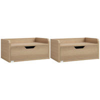 NACHTTISCH Braun Spanplatte hängend mit Schublade 2er-Set - Naturfarben, Holzwerkstoff (40/19.5/30cm) - PANGIVO