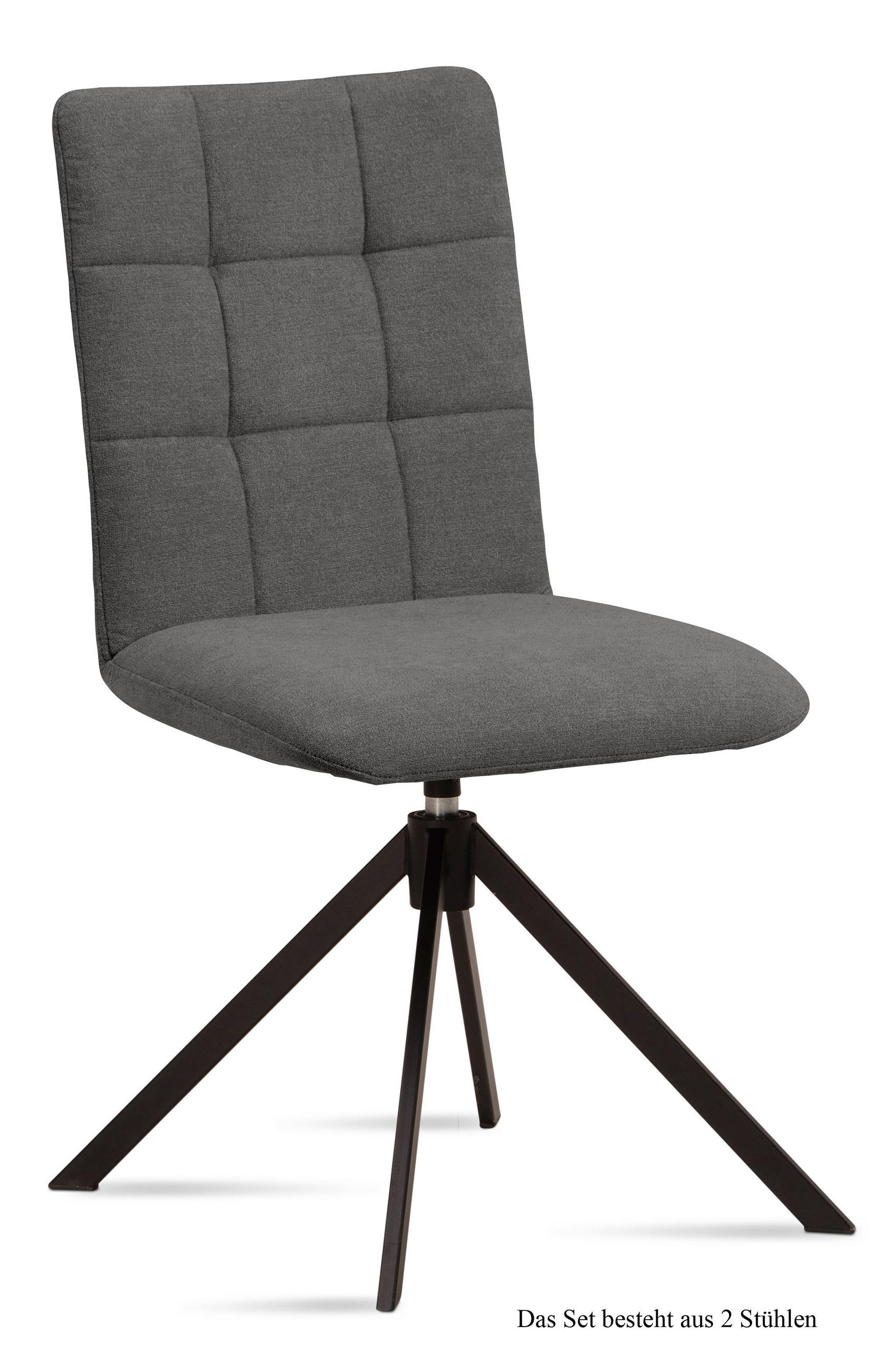 ESSZIMMERSTUHL drehbar (2er-Set) Debora 47x91x60 Schwarz/Grau - Schwarz/Grau, Kunststoff (60/91/47cm) - 58aufmkessel