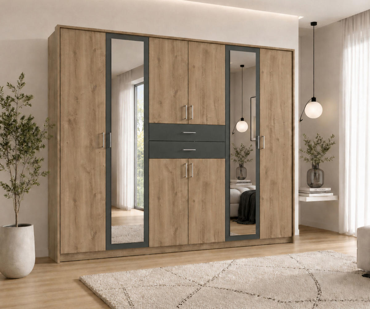 PASSEPARTOUTRAHMEN zum Kleiderschrank 22596, B273/H211/T58 cm, Abschlussrahmen in Eiche Dekor / 22596-01 - Eichefarben, Holzwerkstoff (273/211/12cm) - luma-home