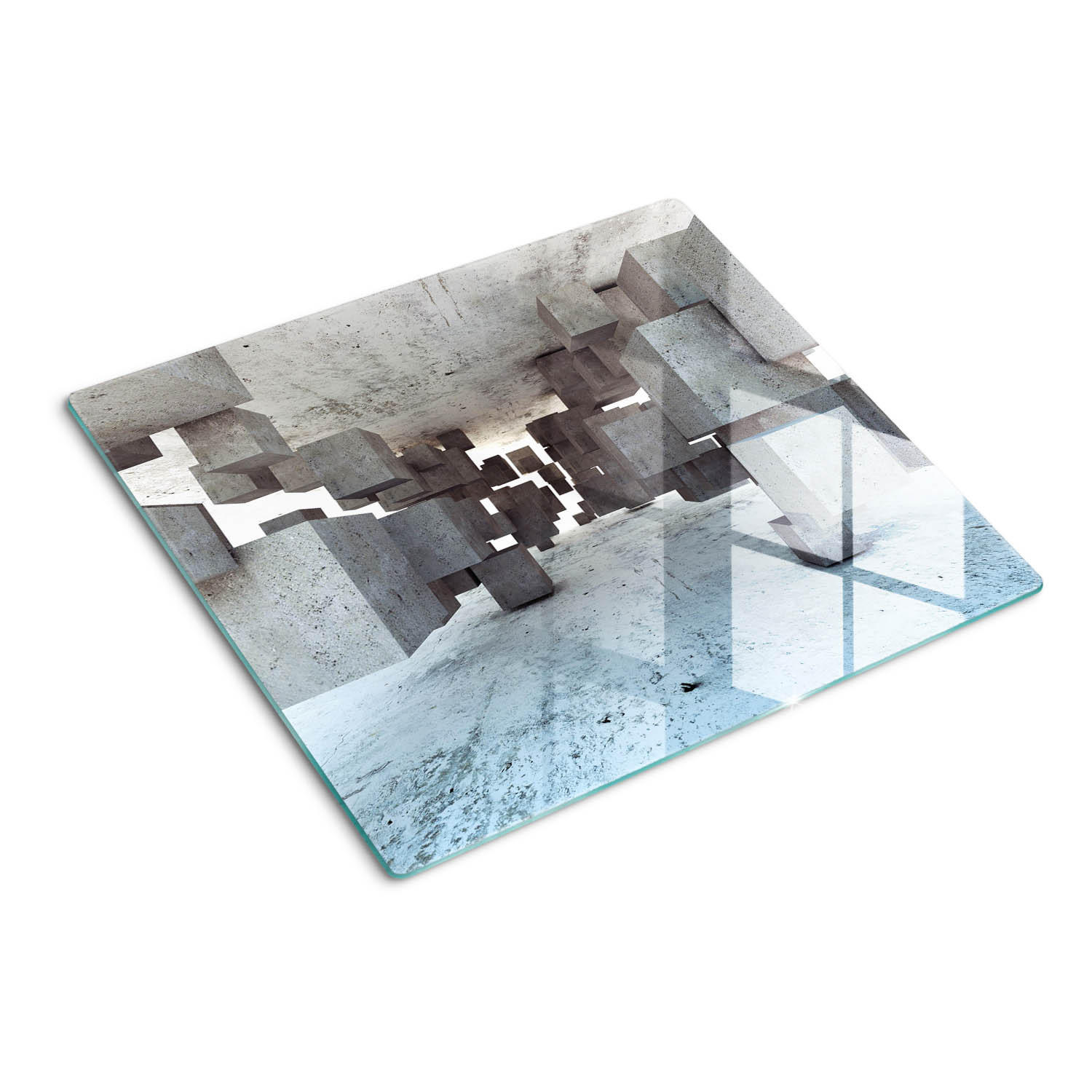GLASPLATTE 60x52 cm Kubischer Beton - Grau, Glas (60/0.4/52cm) - TULUP