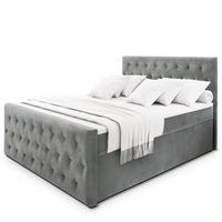 BOXBETT FONDI 180x200 cm mit Matratze und Topper - Hellgrau - Hellgrau, Holz (180/200cm) - MASSENO