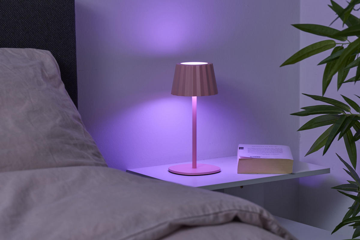 3IN1-LED-TISCHLAMPE - Flaschenleuchte in Pink mit Dimmfunktion und USB-C Aufladung für Innen und Außen - Pink, Metall (15/15/45cm) - Northpoint