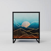 SIDEBOARD LUNAR SECRETS, Schwarz, 57,5x42x67,5 cm, Schwarze Metall-Rahmenfüße - Multicolor/Schwarz, Holzwerkstoff/Metall (57.5/67.5/42cm) - SpaceRebels