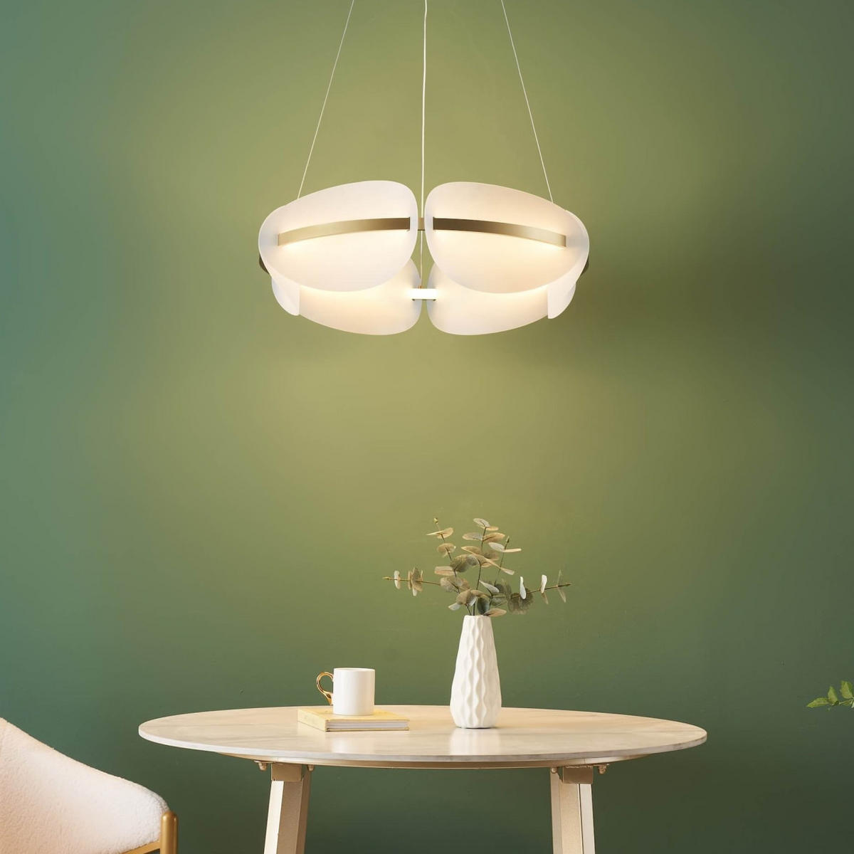 HÄNGELEUCHTE Cristalia, Weiß und Gold, 18cm - Goldfarben, Metall (160/62/18cm) - KOSILUM