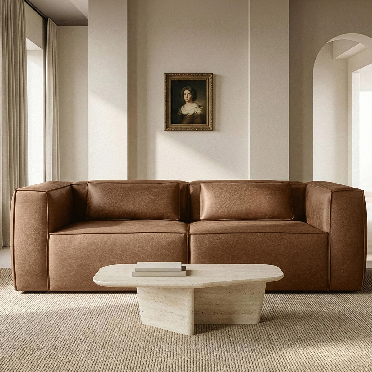 3-SITZER SOFA FEROX, Braun - Braun, Holz/Holzwerkstoff (240/73/96cm) - KONSIMO®