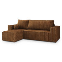 ECKSOFA RAVELO T Kupferfarben Kordstoff mit Schlaffunktion - Kupferfarben, Holz (240/140cm) - MASSENO