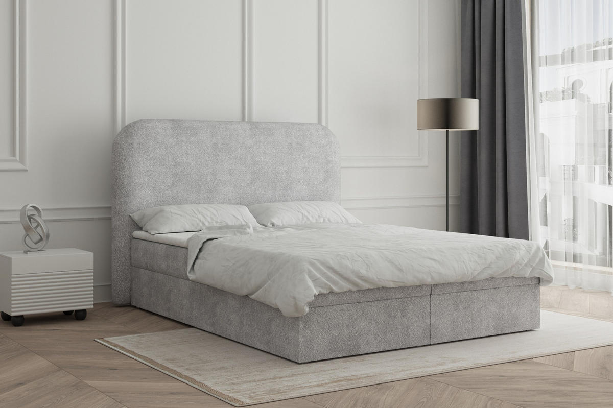 BOXBETT 160x200 - 07 Anthology 15 - Hellgrau - Hellgrau, Holzwerkstoff (160/200cm) - Möblo