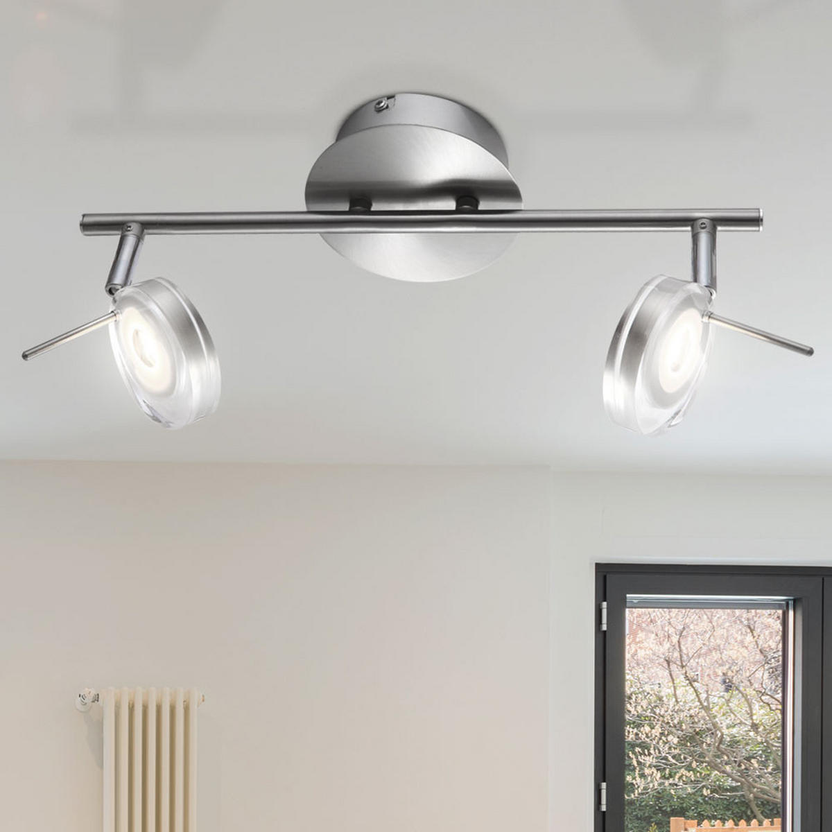 LED DECKENLEUCHTE CANYON Silber Nickel matt - Silberfarben, Metall (35.5/8/18.5cm) - Globo Lighting