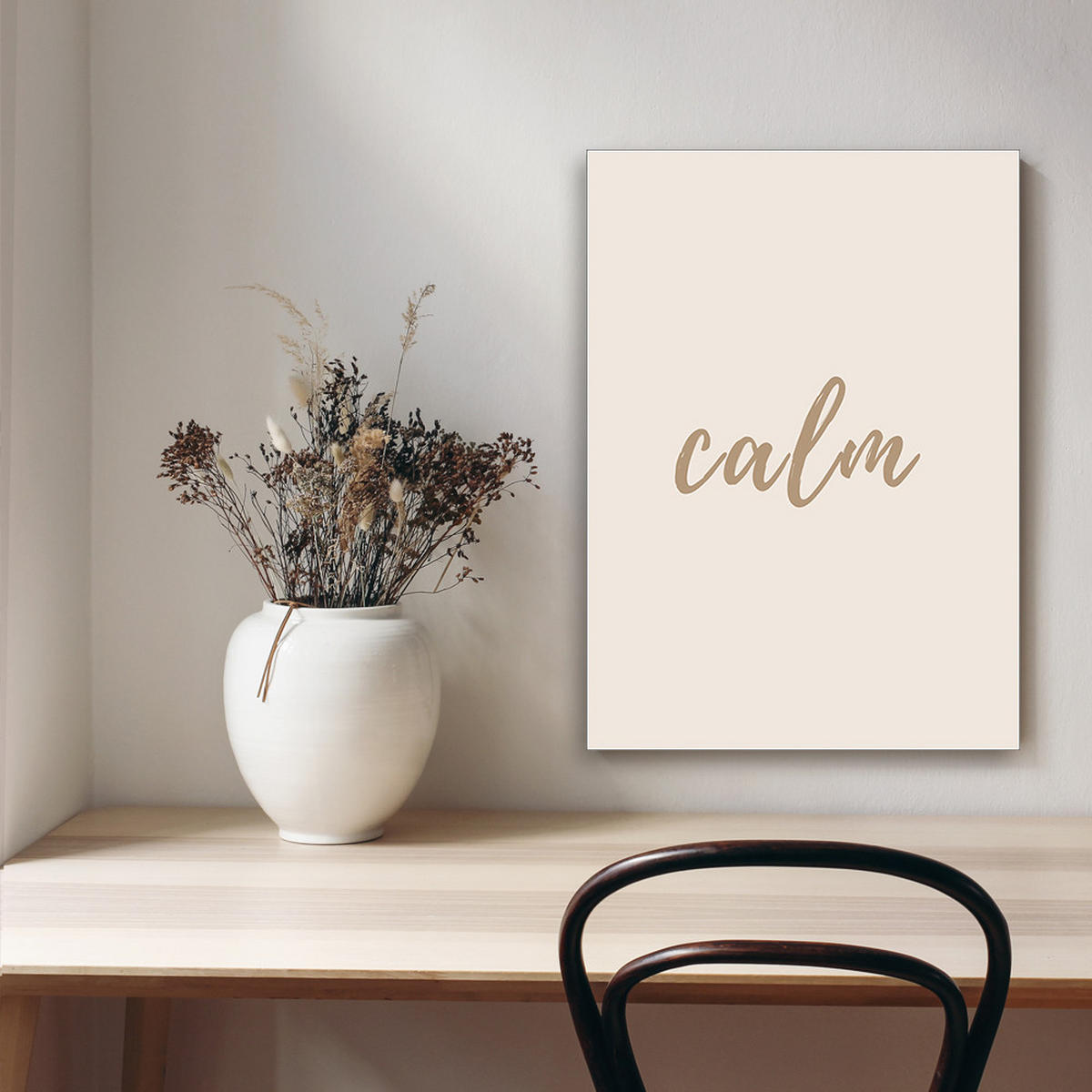 WANDBILD inschrift calm - Braun, Textil (40/60cm) - Feeby