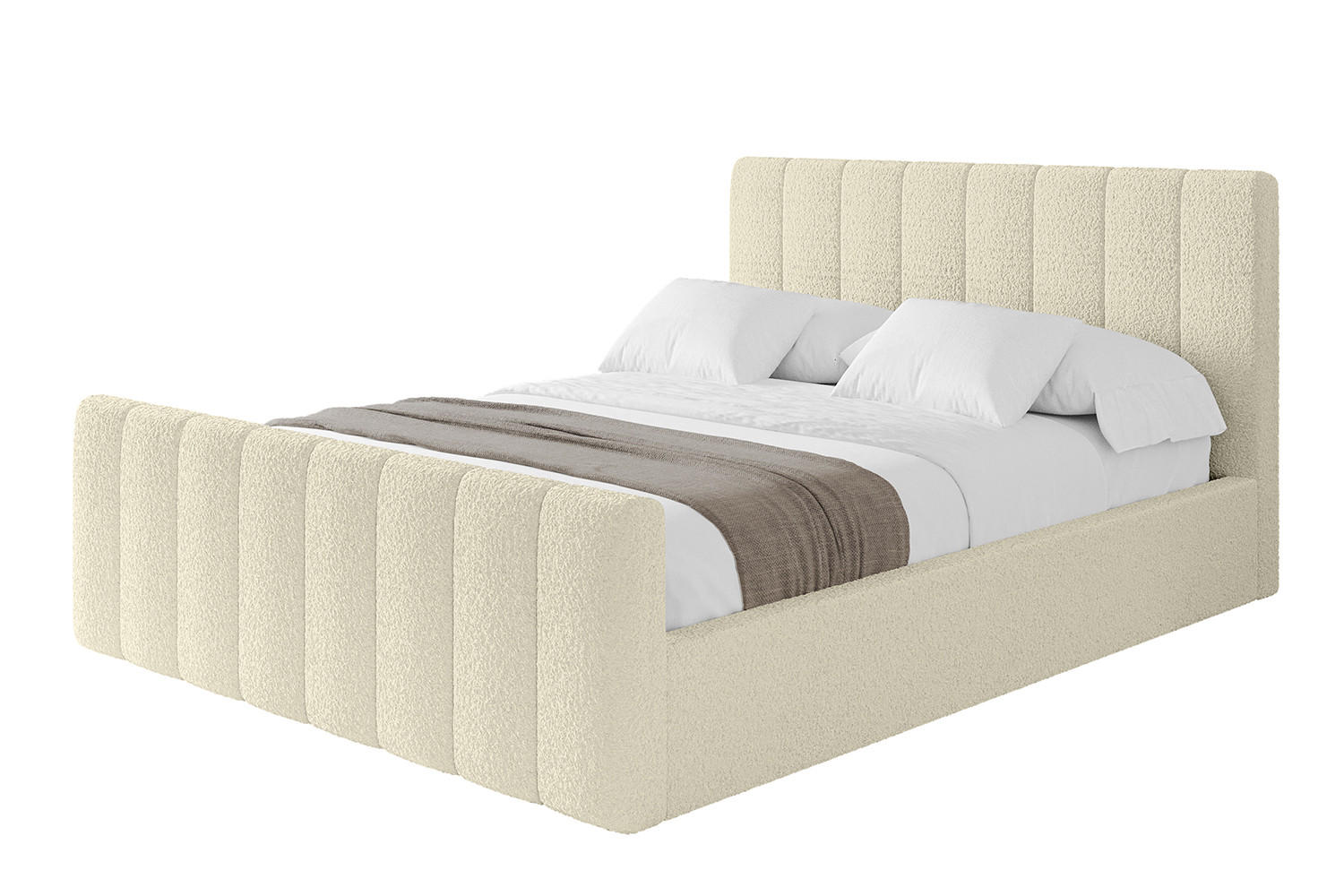 POLSTERBETT mit Bettkasten, Fußteil und Lattenrost, Boxbett mit Matratze H3/H4 - STERA-Z 200x200 Beige - Hellbraun, Holzwerkstoff/Textil (200/200cm) - ALTDECOR