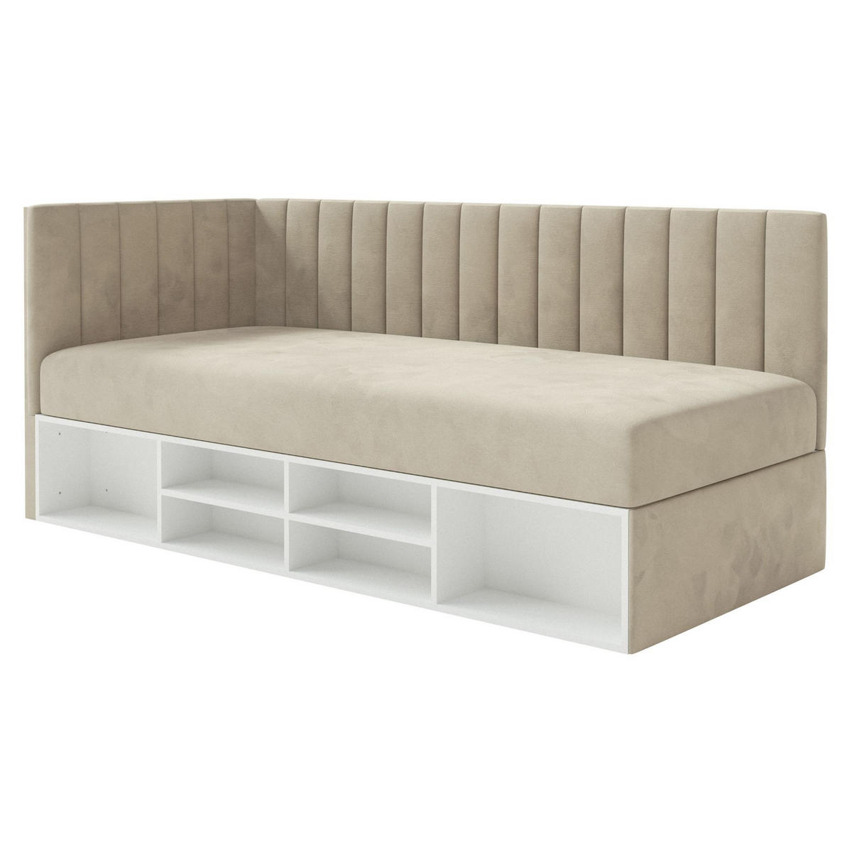 JUGENDBETT Ventrio Hellbeige Easy-Clean-Samtbezug 90x200 cm - Ecru, Holz/Textil (90/200cm) - Selsey