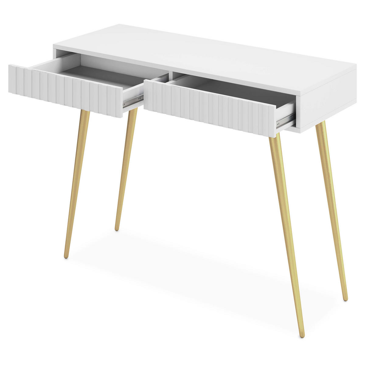 KONSOLE Bello Weiß mit goldenen Metallfüßen 104 cm - Goldfarben/Weiß, Holzwerkstoff/Metall (38/104/80cm) - Selsey