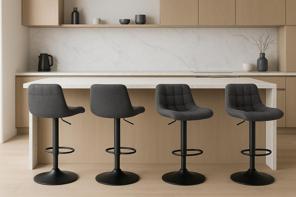 BARHOCKER 2er Set Tower Stoff schwarz - Schwarz, Textil/Metall (48/105/54cm) - TPFLiving