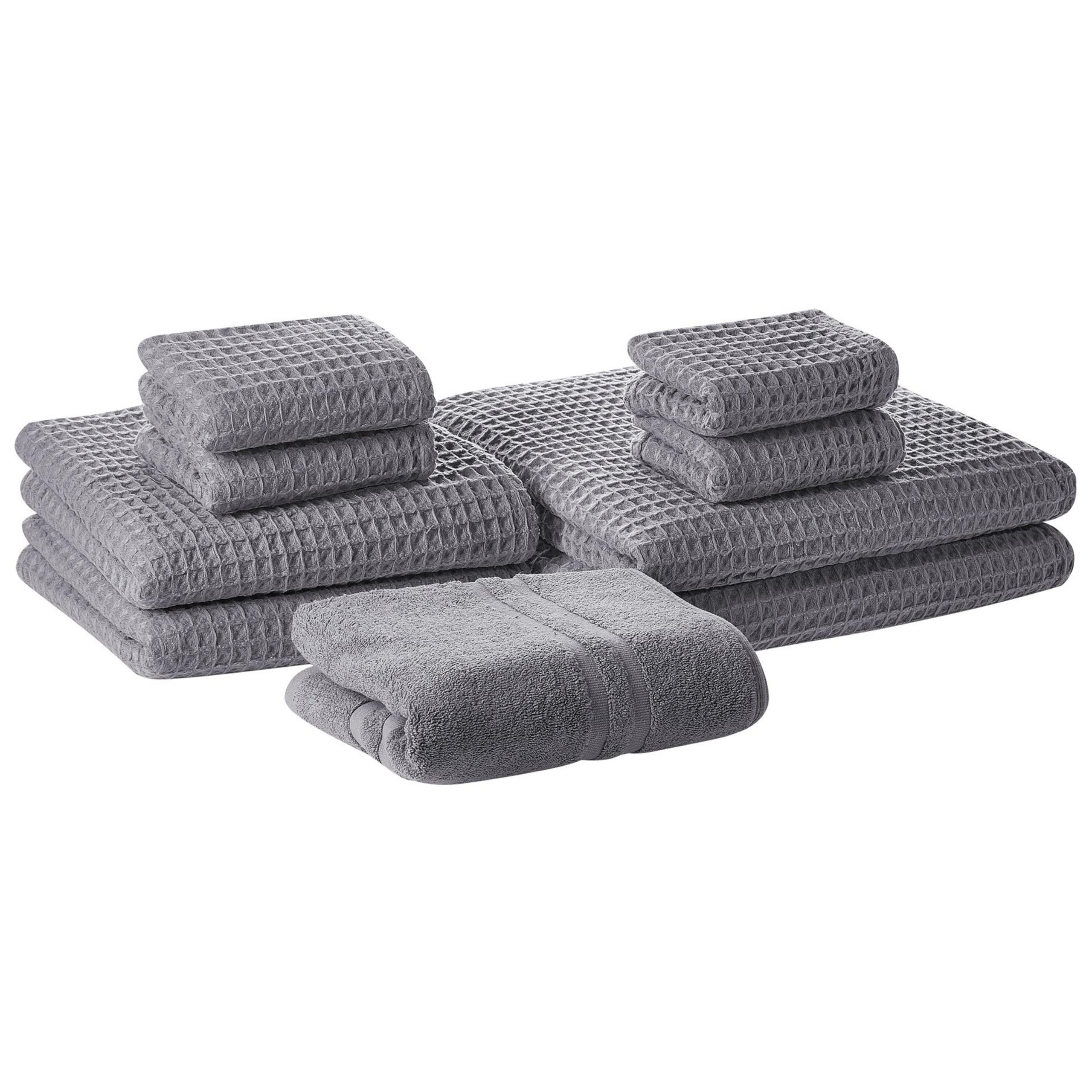 BADEHANDTUCH 9-teilig Grau Areora - Grau, Textil (70/140cm) - Beliani