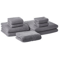 BADEHANDTUCH 9-teilig Grau Areora - Grau, Textil (70/140cm) - Beliani