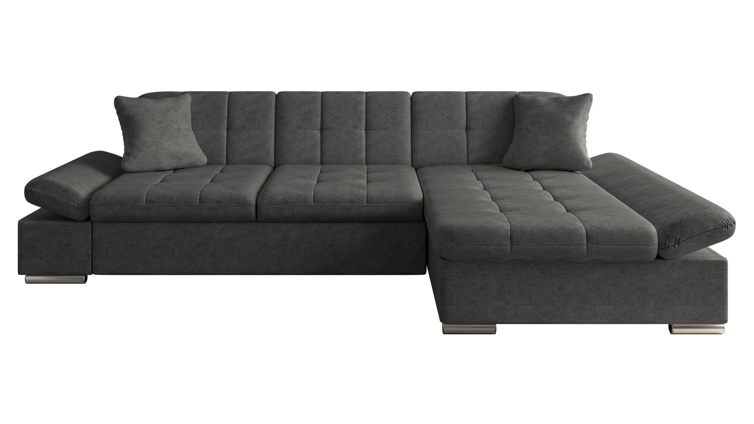 ECKSOFA Malwi, Seite: Rechts - Silberfarben/Grau, Holz/Textil (278/161cm) - MIRJAN24