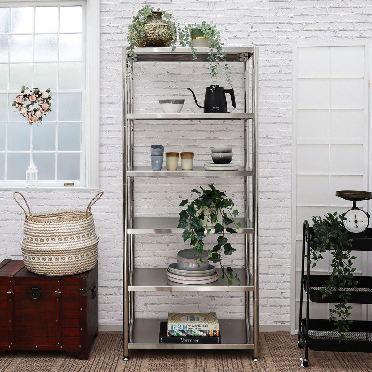 METALLREGAL 73x40x169 cm mit 6 Ebenen - Silberfarben, Metall (41/170/74cm) - shelfr