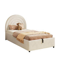 POLSTERBETT mit hydraulischem Stauraum 90x200 cm Samt Beige - Weiß, Metall (90/200cm) - Beauniv