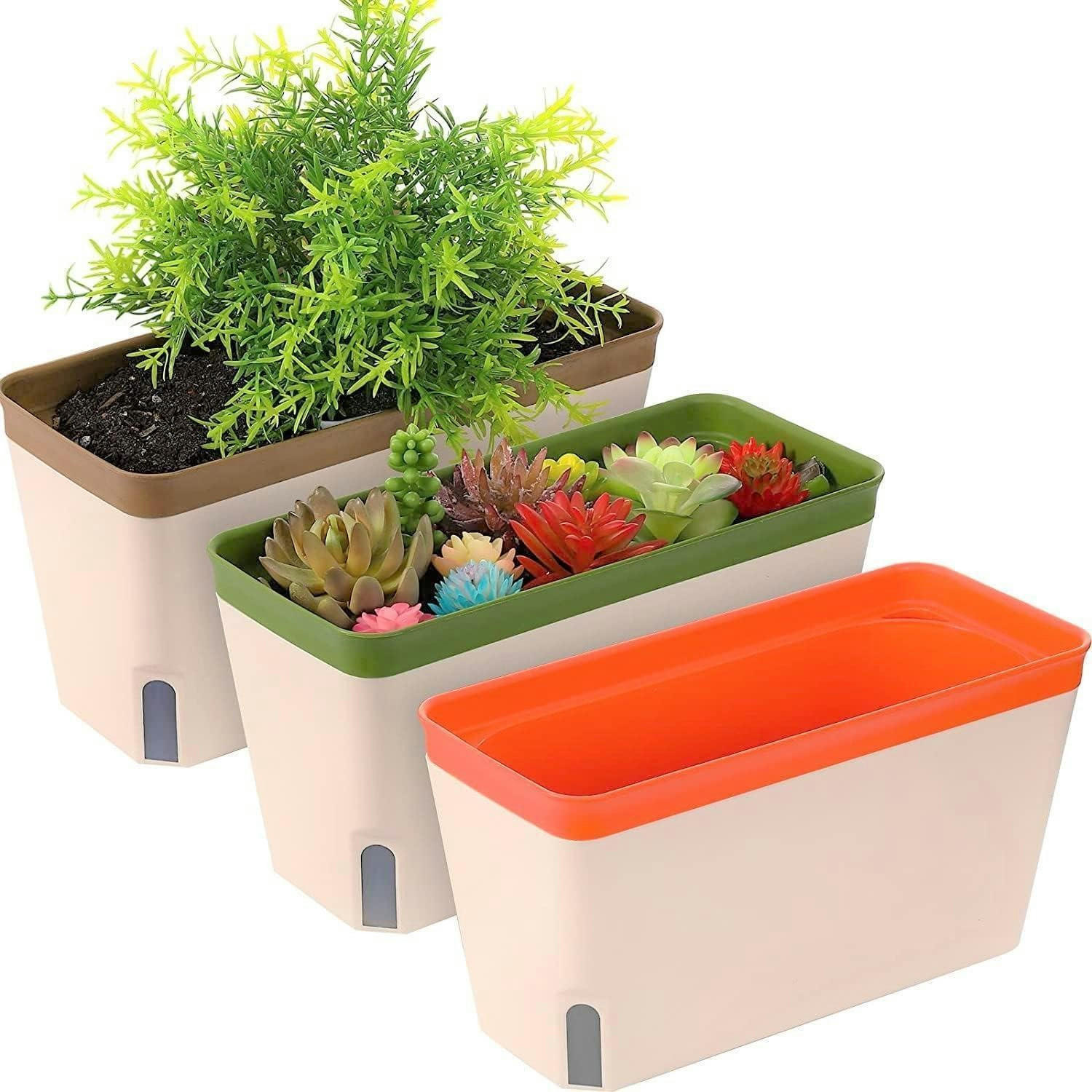 PFLANZTOPF 3-teiliges Set Selbstbewässernd 27 cm Rechteckig Kunststoff - Multicolor, Kunststoff (12/15/27cm)