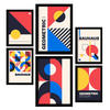 POSTER Set Mit 6 Drucken Im Bauhaus 5 Geometrische Designkollektion Drucke Mit Ästhetische Dekorative Rahmen Für Zuhause A3 & A4 Schwarzer Rahmen - Schwarz, Papier (29/3cm) - Nacnic