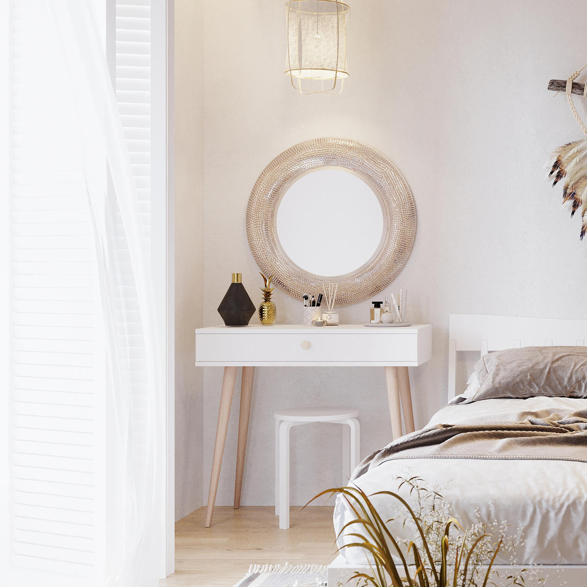 KONSOLE NATURA, 90 cm, Weiß Matt, mit 1 Schublade - Weiß, Holz (90/80/31cm) - Excellent Home