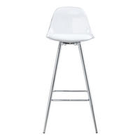 BARHOCKER 2er-Set Transparent mit Rückenlehne und silberfarbenem Metallgestell - Silberfarben, Metall (38/96.5/33cm) - PANGIVO