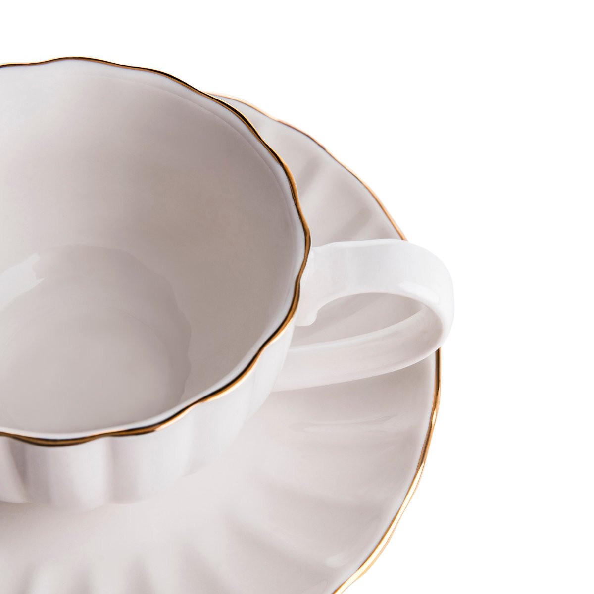TASSE Melida mit Untertasse 0,2 l 6-er Set - Weiß, Keramik (0.2L) - Homla
