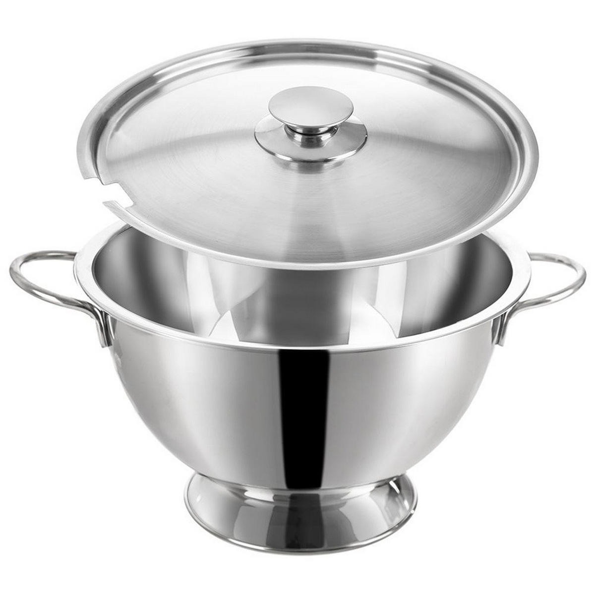 EDELSTAHL-SUPPENTERRINE MIT DECKEL 4,5 l - Silberfarben, Metall (26.5/18/33.5cm) - Orion 