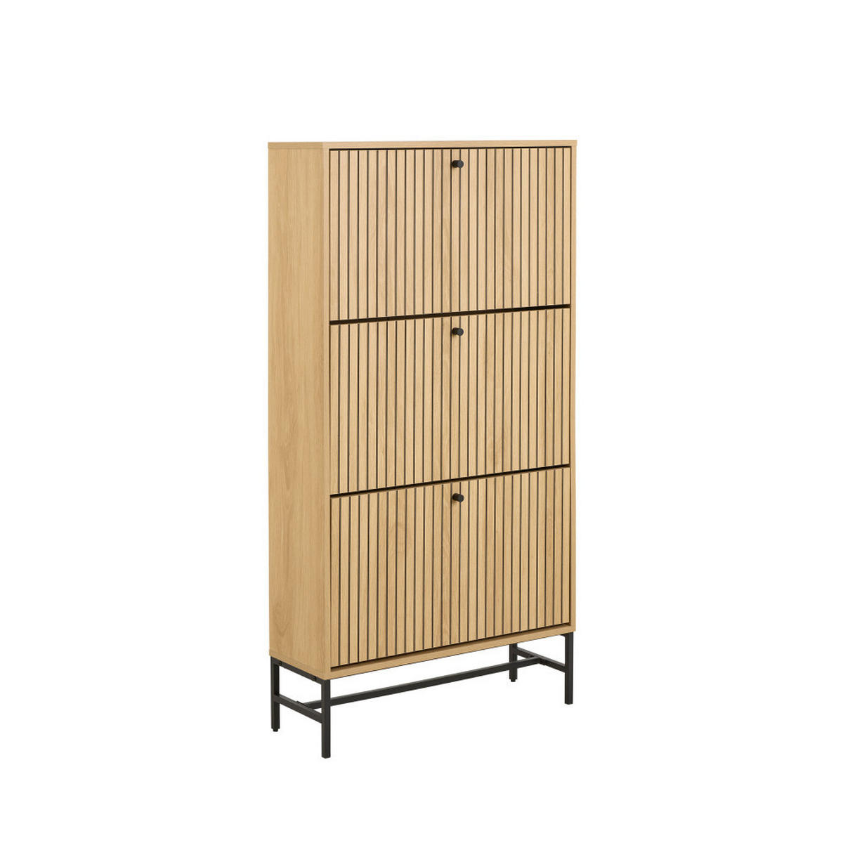 SCHUHSCHRANK mit 3 Türen aus Holz und Metall, L 71,6 cm - Storo - Klares Holz - Eschefarben, Holz (72/140/25cm) - Drawer