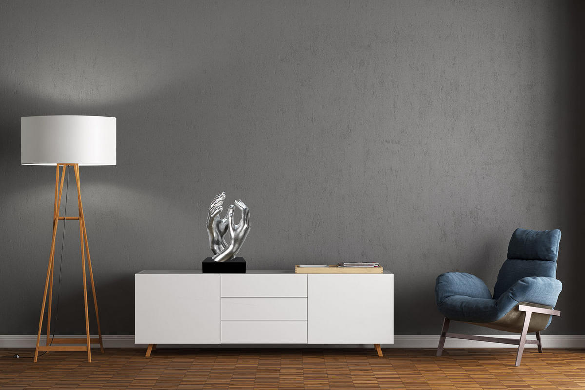 SKULPTUR Silber 21/41 cm - Silberfarben, Stein (4.85/41/21cm) - KUNSTLOFT