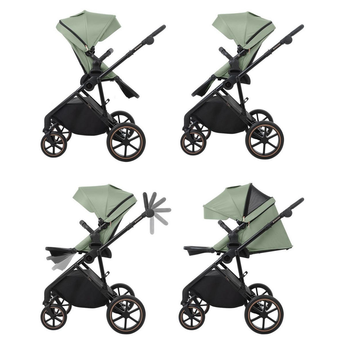 KINDERWAGEN Thea 2 in 1 grün EVA-Räder verstellbarer Schiebegriff Babywanne - Grün, Metall (78/57/102cm) - Kikka boo