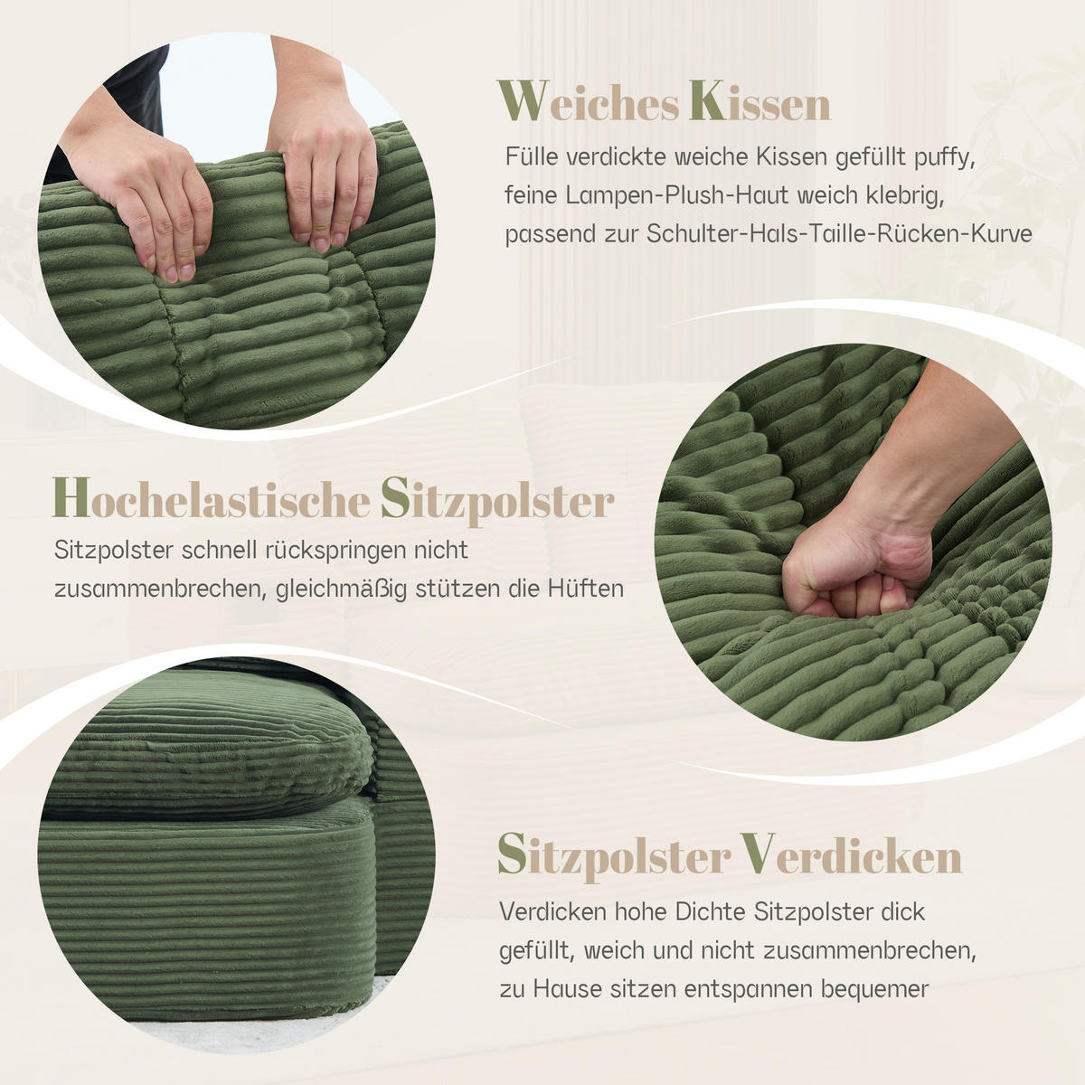 SCHLAFSOFA 2-in-1 Cordstoff Liegefunktion - Smaragdgrün, Textil (165/61/97cm) - Urban Meuble