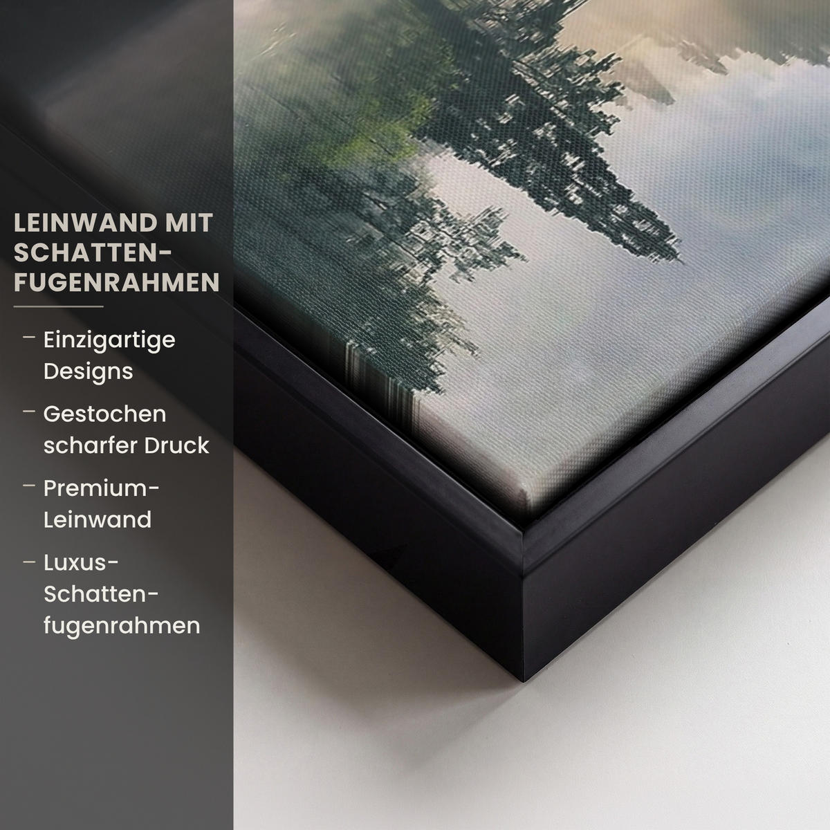LEINWAND Bilder mit Rahmen - Natur - Bäume - Berge - See - Wasser - 30x40 - Hellgrün, Textil (30/40cm) - MuchoWow