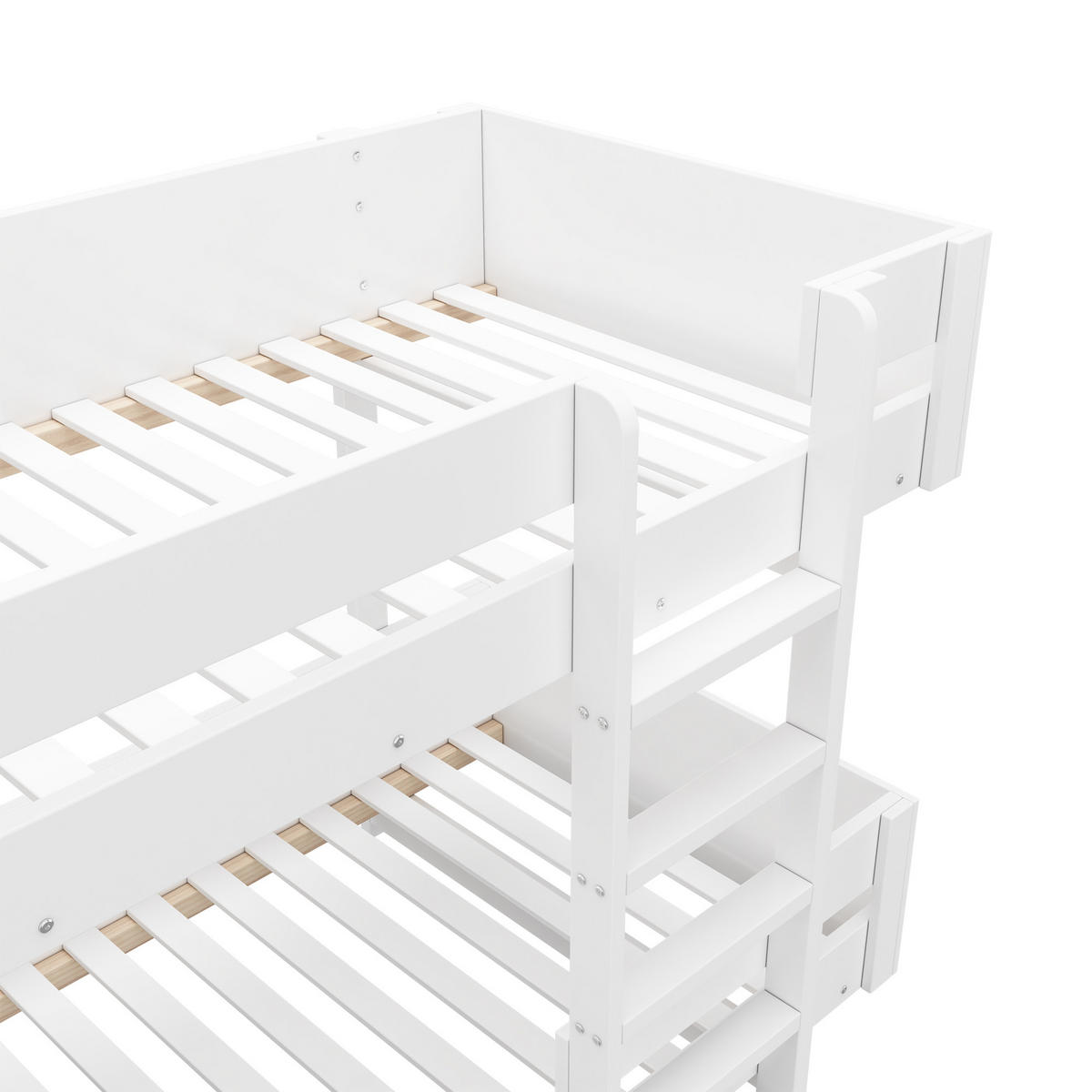 ETAGENBETT 90x200cm mit Treppe in Weiß - Weiß, Holz (90/200cm) - KOMHTOM