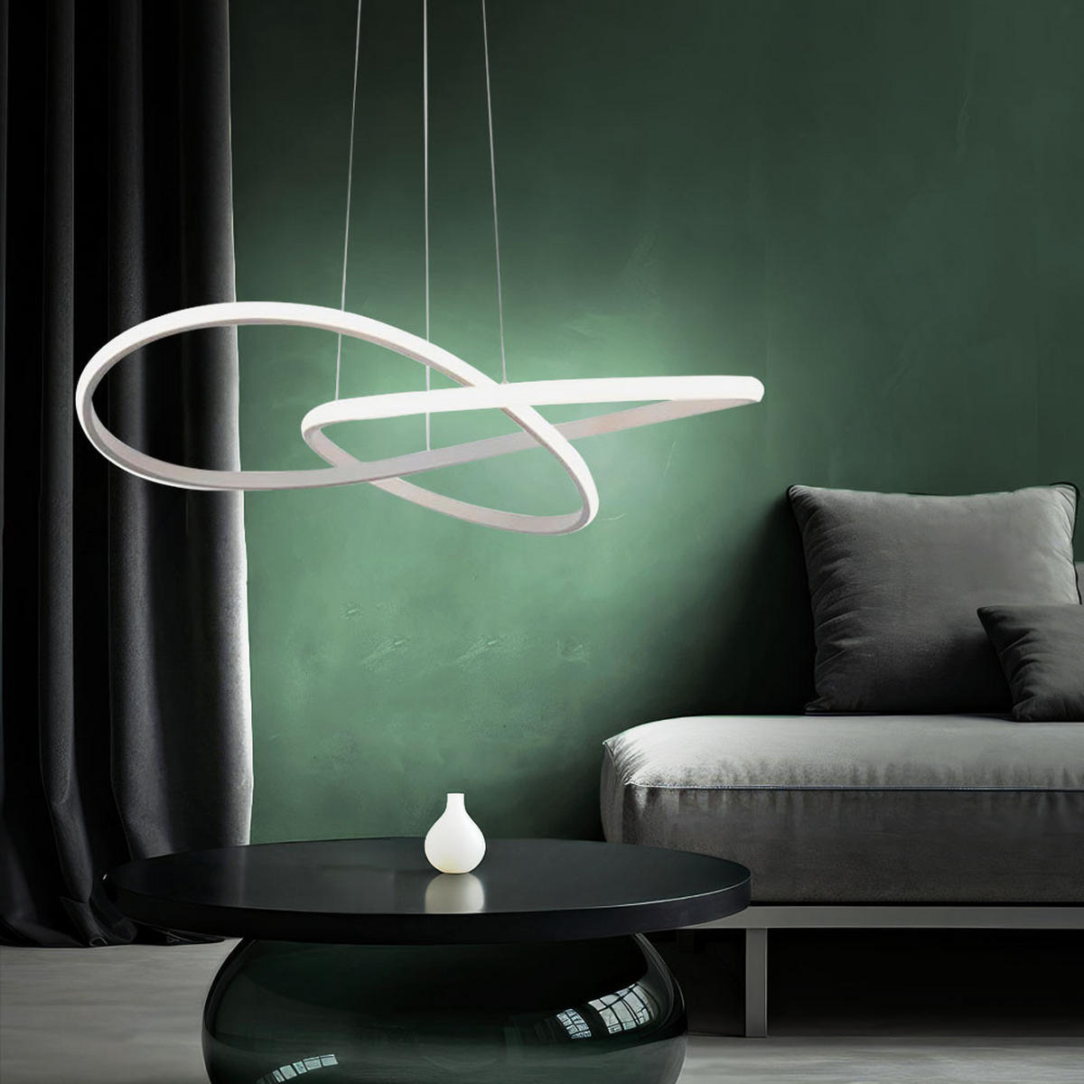 LED HÄNGELEUCHTE Alu Weiß geschwungen - Weiß, Metall (50/50/100cm)