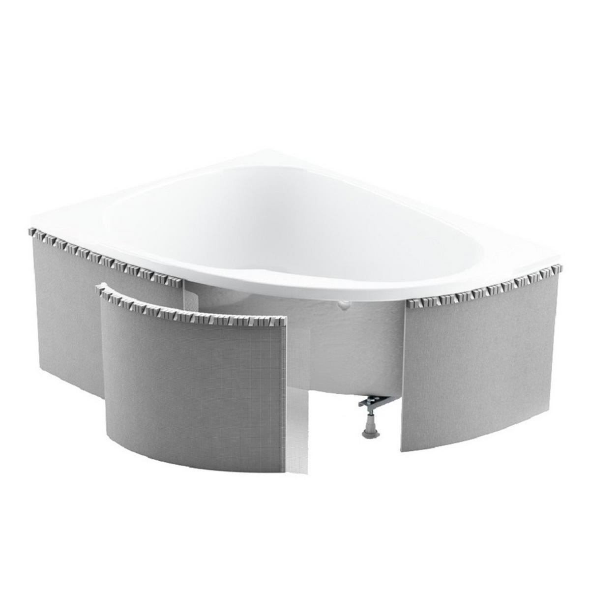 BADEWANNE Eckwanne STANDARD 120/120 mit Styro Ablauf Füße - Weiß, Kunststoff (120/57.5/120cm) - bad land