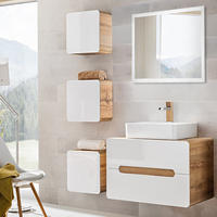 BADMÖBEL-SET 5-TLG. Luton-56 - Weiß, Holzwerkstoff (130/200/46cm) - Lomado