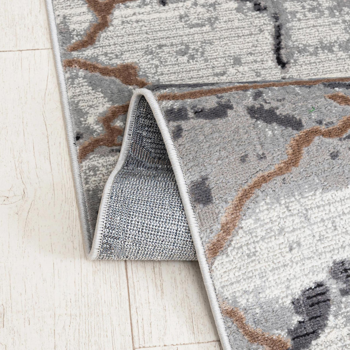 TEPPICH Graphit Modern Abstrakt, Glamour, Marmor - Kurzflor Rechteckig Stilvoller - Grau - 80 x 150 cm - Grau, Textil (80/150cm) - Mazovia