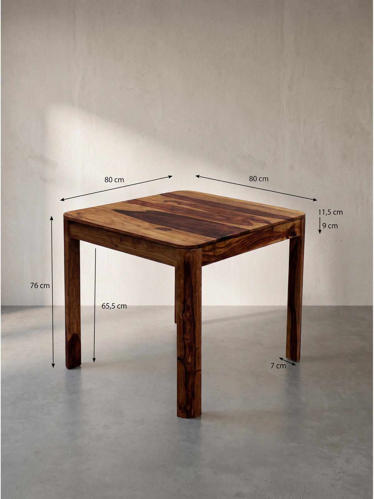 ESSTISCH CHARENTE, Dunkles Massivholz, handgefertigt, 80 x 80 x 76 cm - Braun, Holz (80/80/76cm) - KADIMA DESIGN