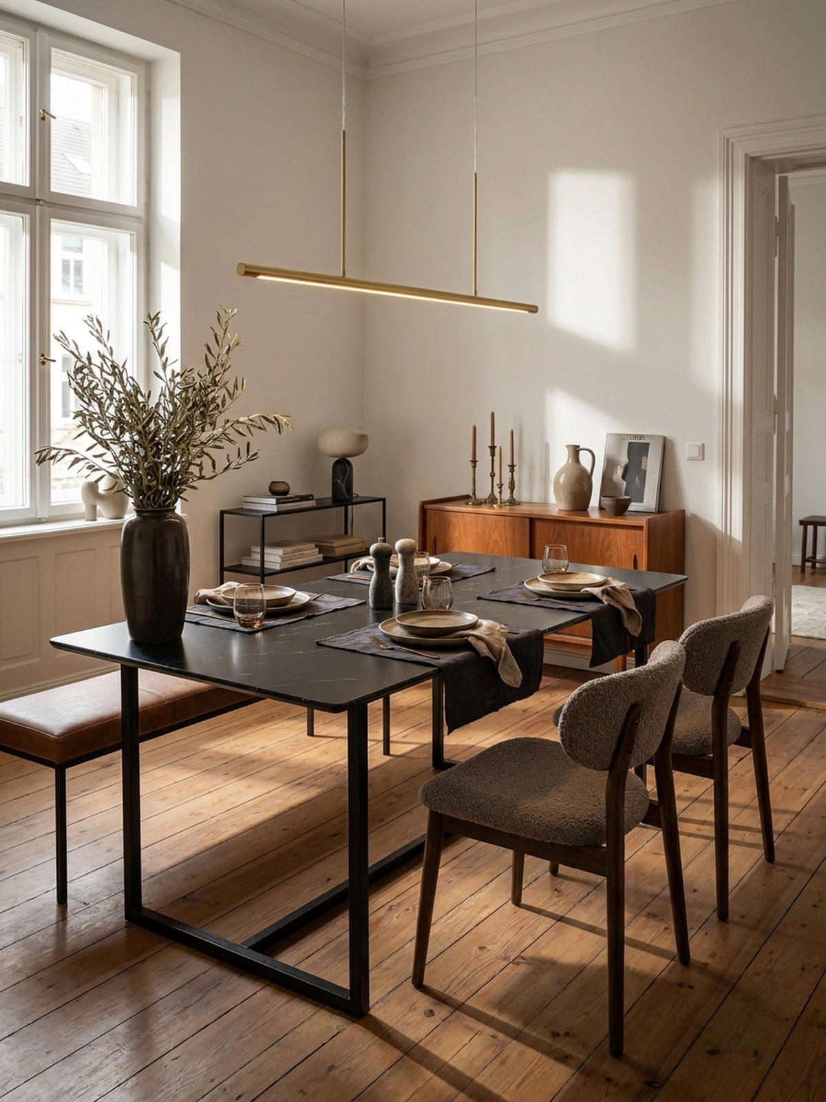 ESSTISCH Marmoroptik Metall Rechteckig Modern Klein, Schwarz 160x80x76 cm - Schwarz, Holzwerkstoff/Metall (80/160/76cm) - KADIMA DESIGN