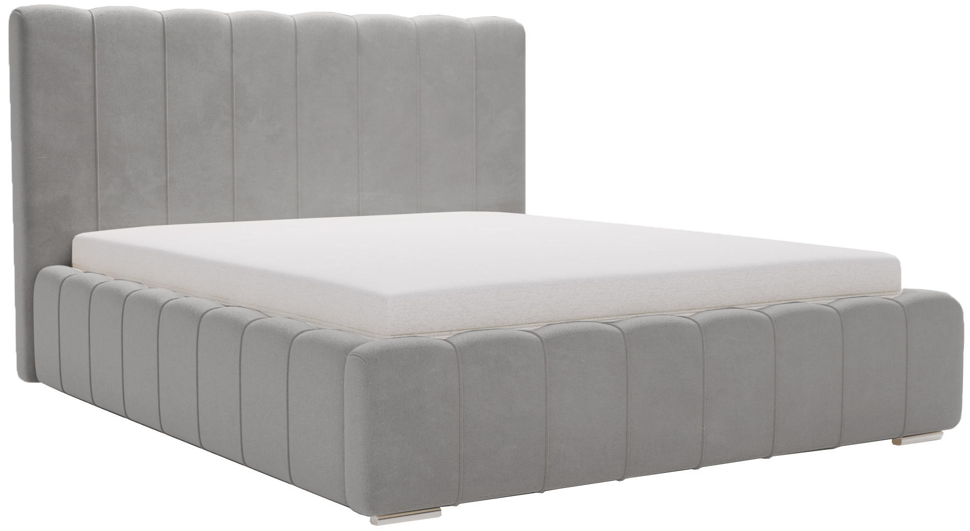 POLSTERBETT 140x200 mit Lattenrost, Bettkasten, Lisbon, Hellgrau - Hellgrau, Holz/Textil (140/200cm) - Emporius