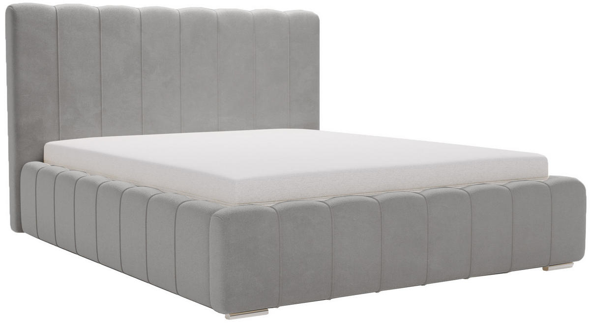 POLSTERBETT 140x200 mit Lattenrost, Bettkasten, Lisbon, Hellgrau - Hellgrau, Holz/Textil (140/200cm) - Emporius