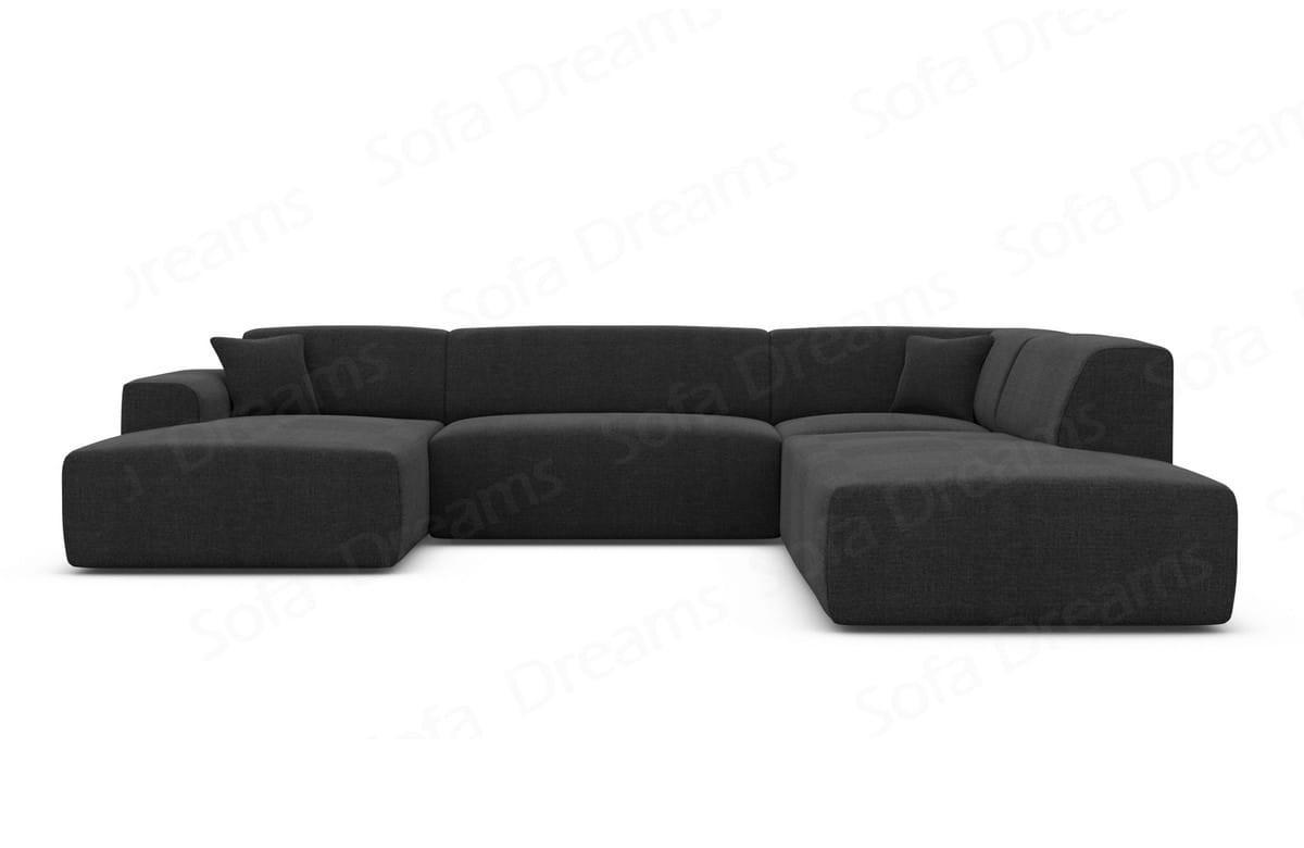 WOHNLANDSCHAFT Genova Schwarz Strukturstoff - Schwarz, Kunststoff (326/70/263cm)