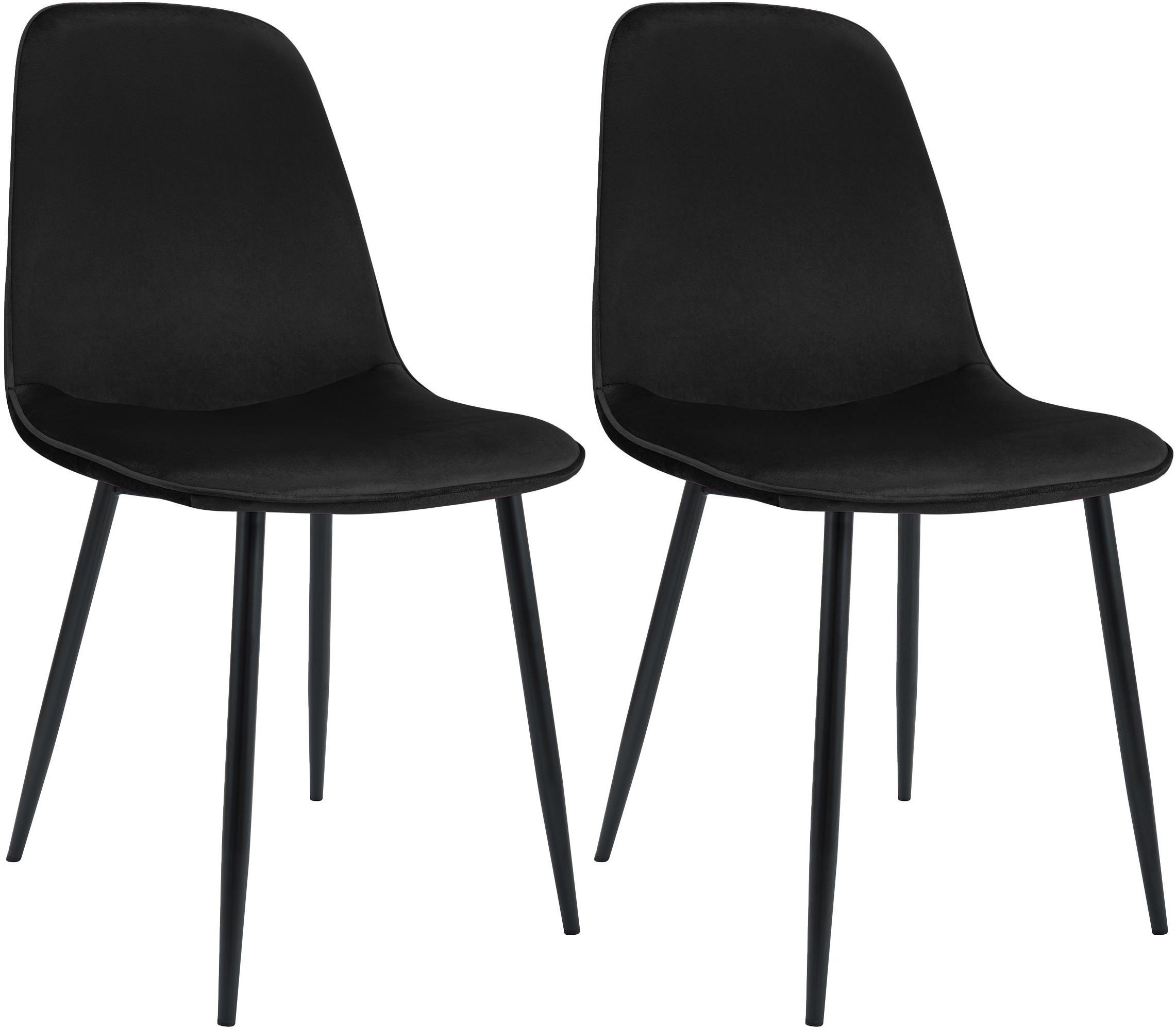 ESSZIMMERSTUHL 2er Set Samt Schwarz - Schwarz, Textil/Metall (45/88/54cm) - CLP