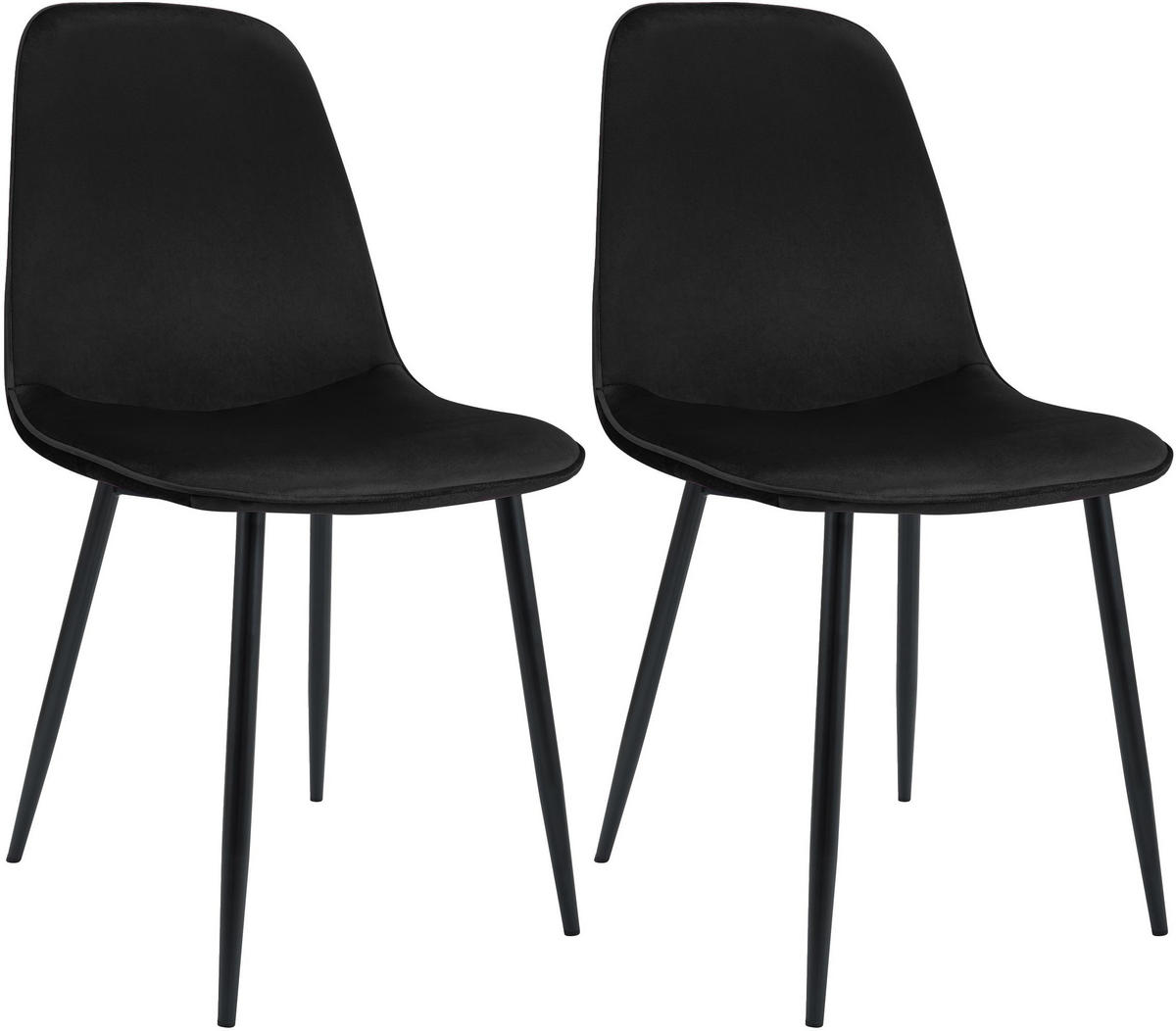 ESSZIMMERSTUHL 2er Set Samt Schwarz - Schwarz, Textil/Metall (45/88/54cm) - CLP