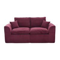2-SITZER SOFA Cord Weinrot mit Kissen - Weinrot, Textil (204/84/102.5cm) - WISHDOR