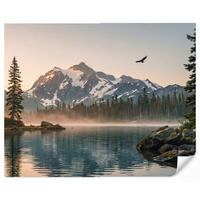 TAPETE - Berge - Wasser - Bäume - 300x260 cm - Multicolor, Papier (300/260cm) - OnlyWow