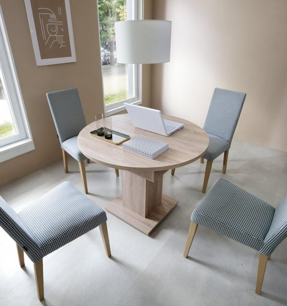 ESSTISCH Rund ausziehbar Sonoma Eiche 100 - 140/76/100 - Sonoma Eiche, Holzwerkstoff (100/100/76cm) - designimpex