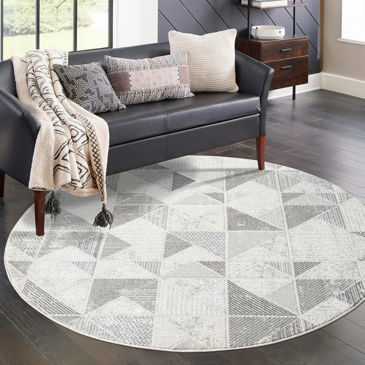 KURZFLOR-TEPPICH Antik 231 Grau 160 cm Rund - Grau, Textil (160/160cm) - carpet city