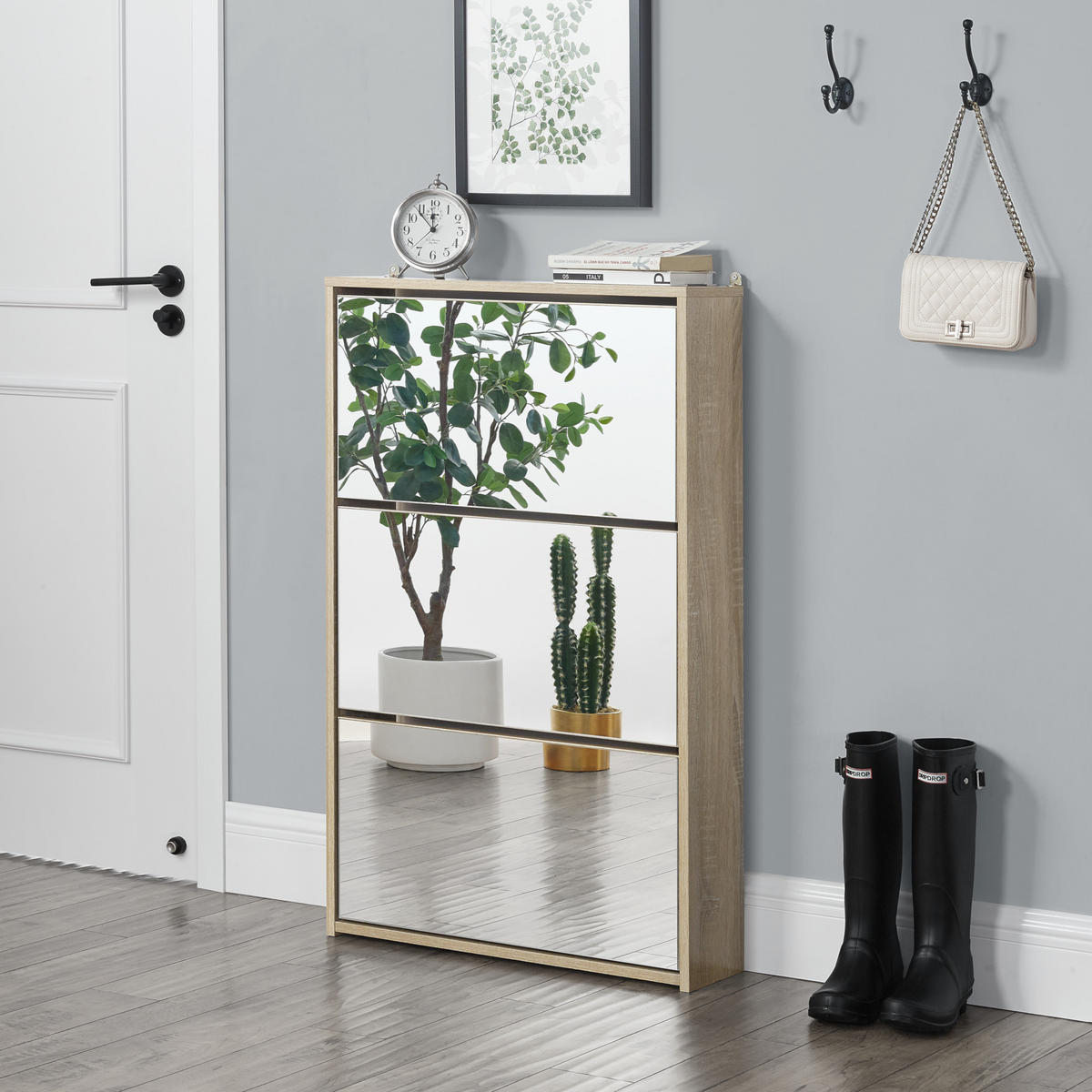 SCHUHKIPPER Lund - Sonoma Eiche, Holzwerkstoff (17/102.5/63cm) - [en.casa]